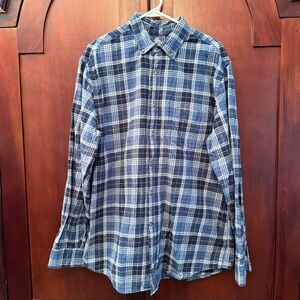 Merona Flannel Navy Checkered Cotton Fabric Size Large